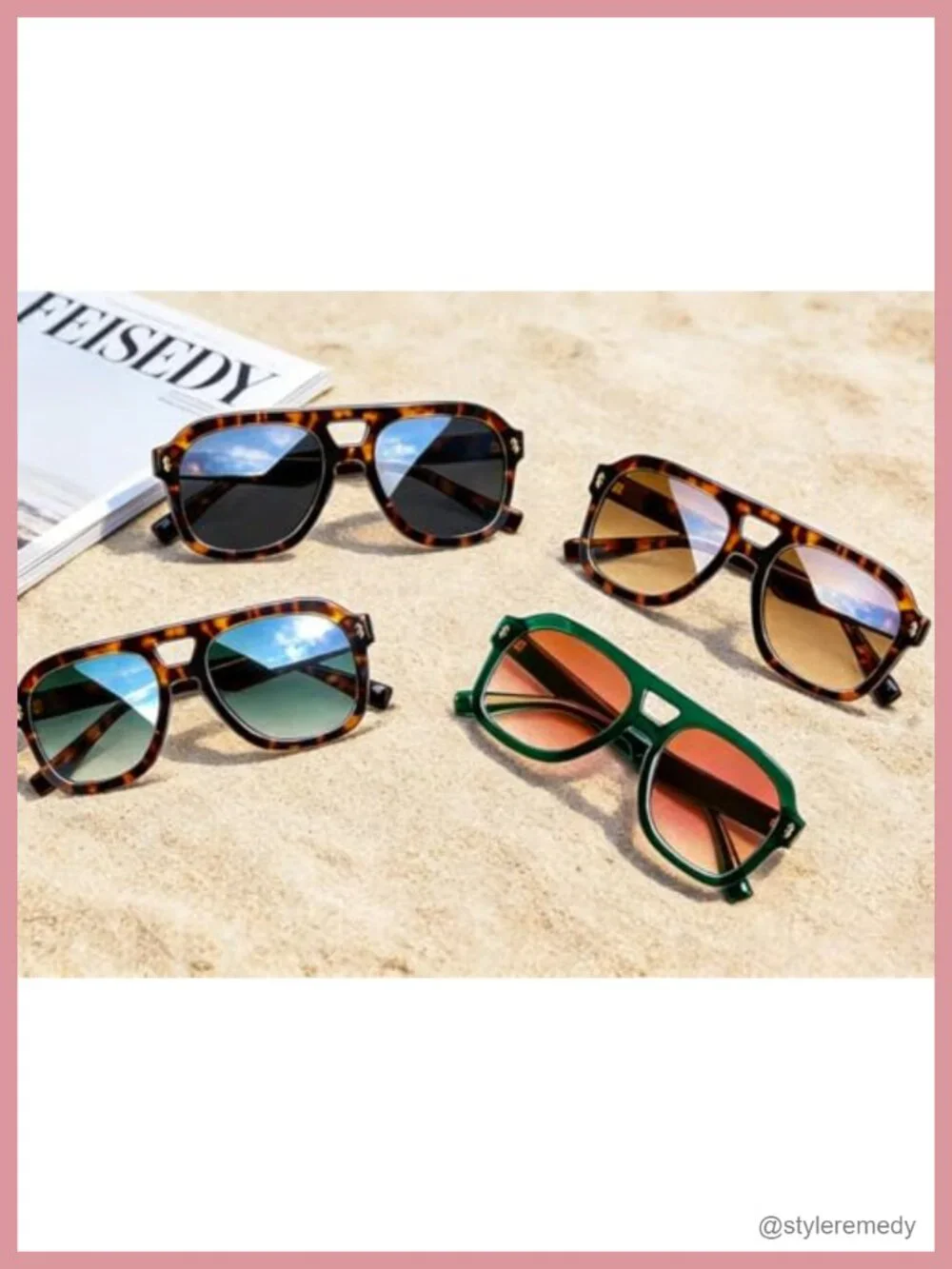Retro Thick Aviator Sunglasses Square Pilot Chunky UV Protection